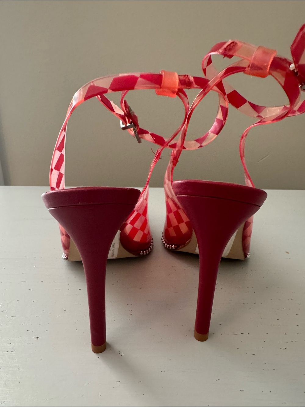 Gianni nini Red Patterned Ankle-Strap Heels - Picture 7 of 8